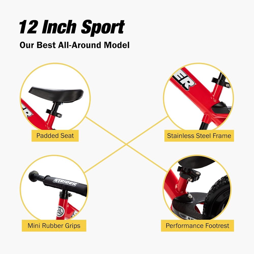 Strider - No Pedal Balance Sport Bike 12Inch - Red