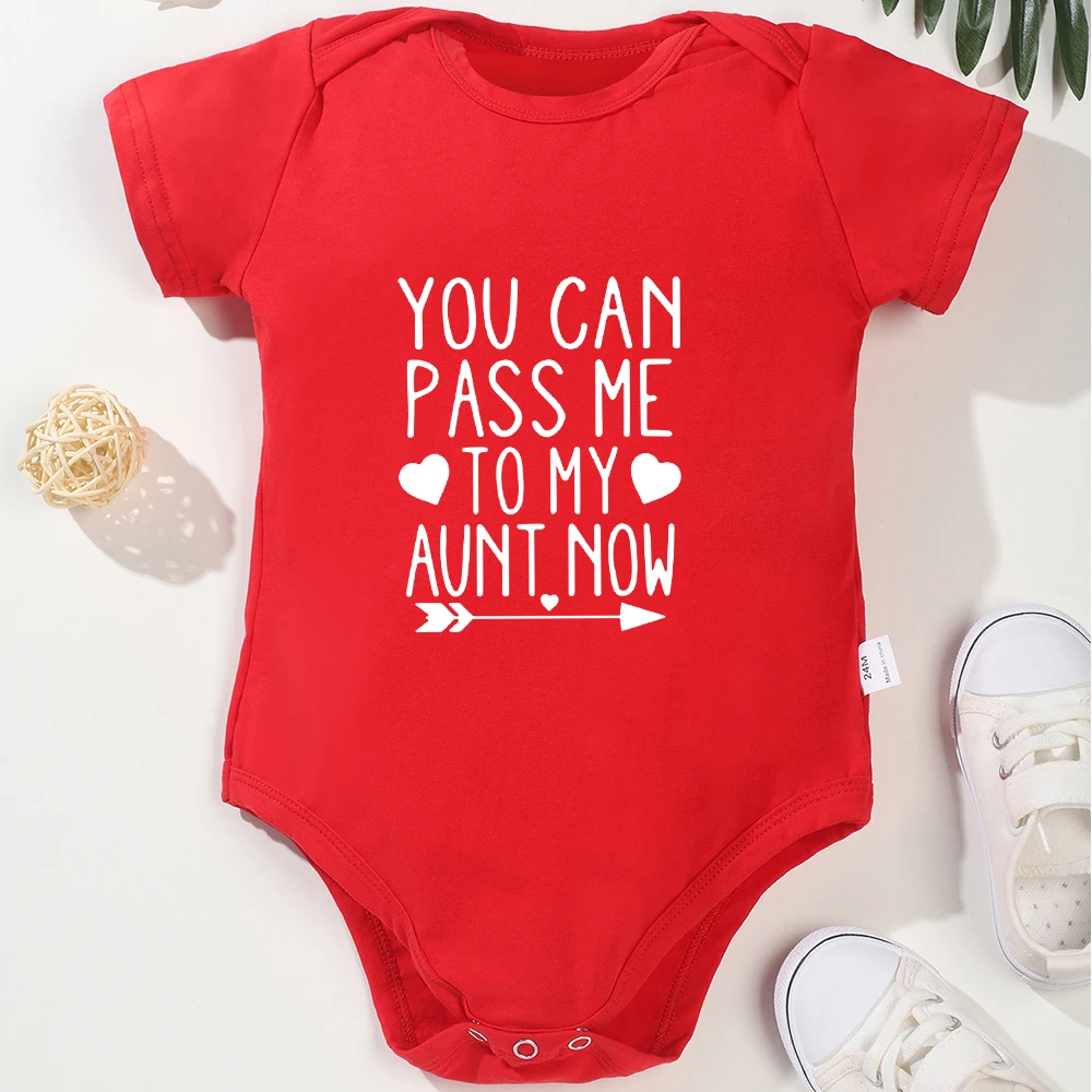 Matching Family You Can Pass Me to My Aunt Now Baby Romper - Red