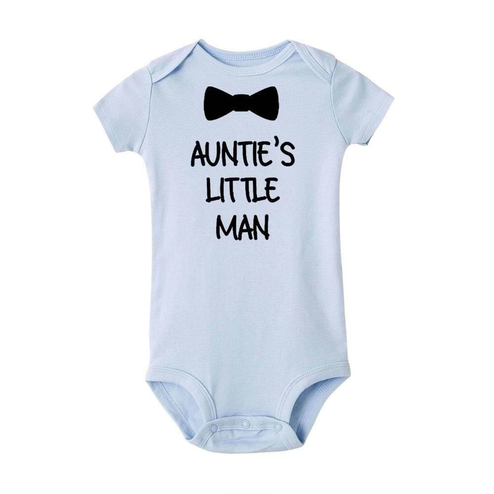 Matching Family Auntie's Little Man Baby Romper - Blue