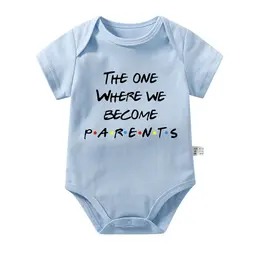 Matching Family Outfits - Baby Romper Gift Set the One Where We Become Parents - Baby Blue