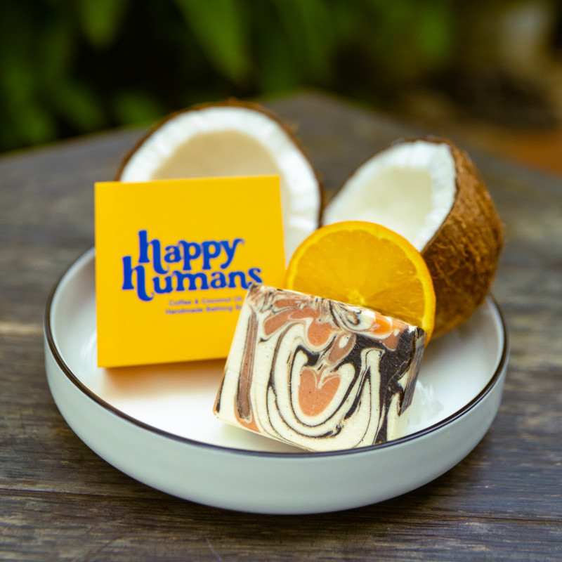 Happy Humans - Coffee & Coconut Handmade Soap - 100 gm 