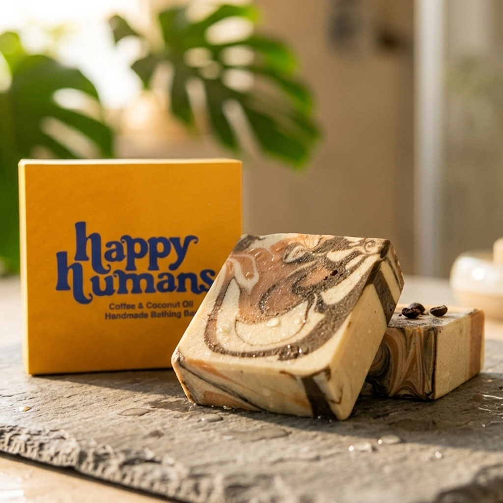 Happy Humans - Coffee & Coconut Handmade Soap - 100 gm 