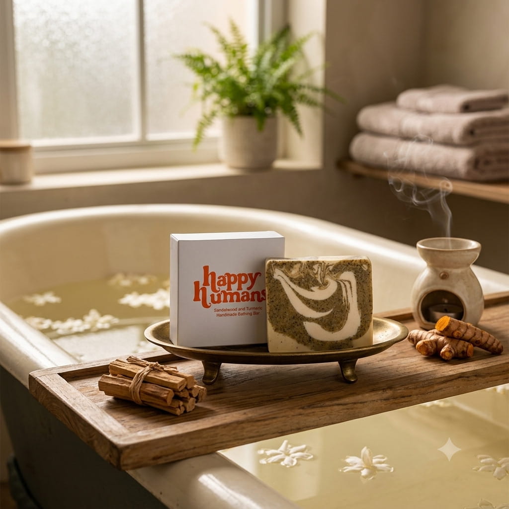 Happy Humans - Sandalwood & Turmeric Natural Bathing Bar - 100 gm