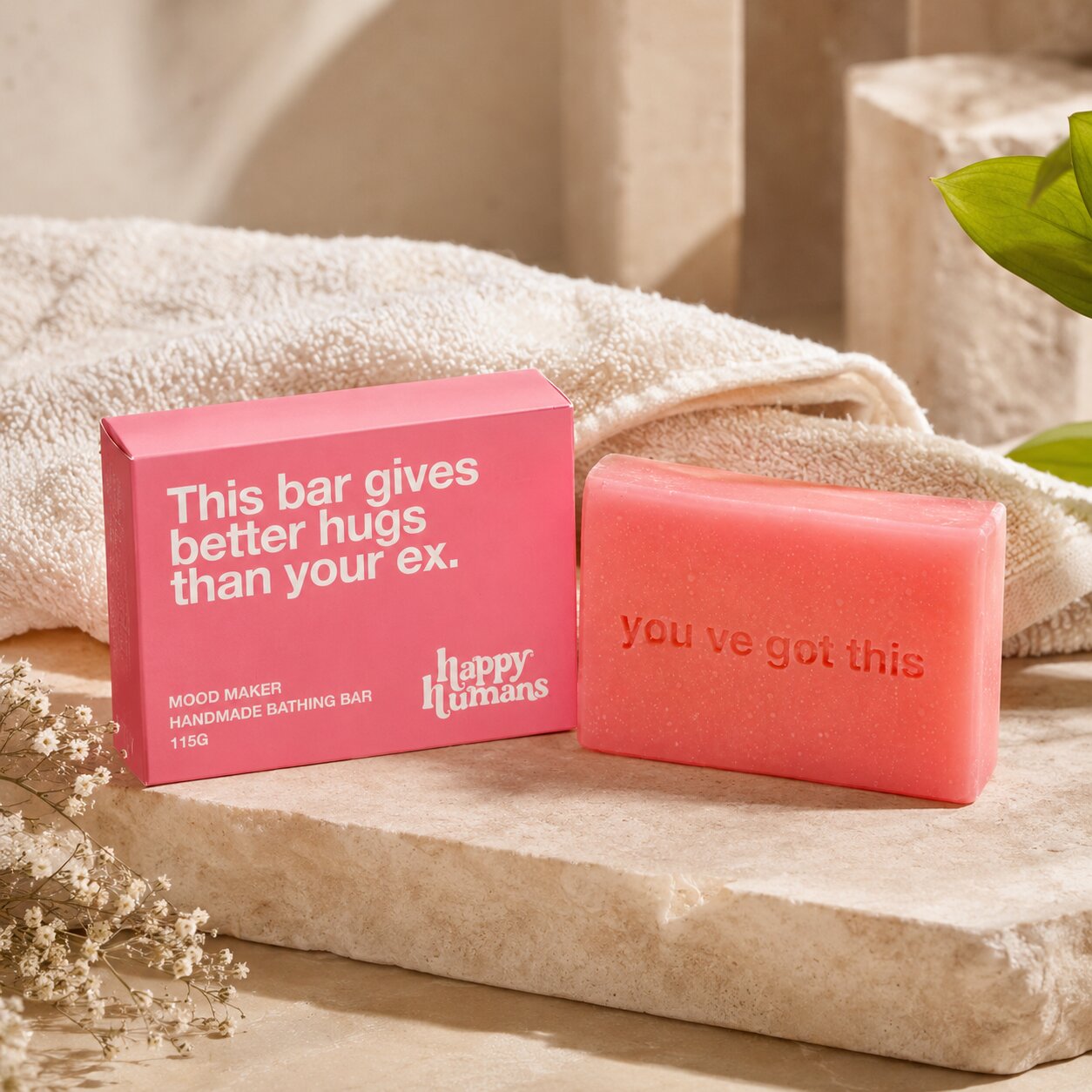 Happy Humans - This Bar Gives Better Hugs Mood Maker Vegan Bathing Bar - 115 gm