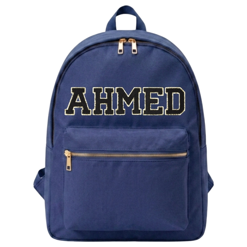 TheHappyTribe - Personalised Backpack - Navy Blue - 14.5-Inch/37cm