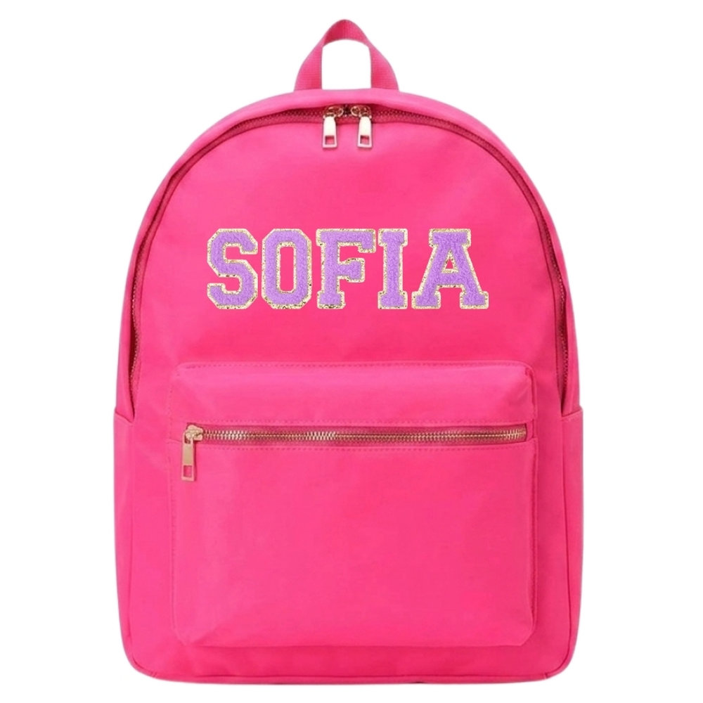 TheHappyTribe - Personalised Backpack - Neon Pink - 14.5-Inch/37cm