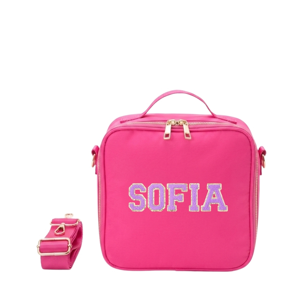 The Happy Tribe - Personalised Lunch Bag, Neon Pink
