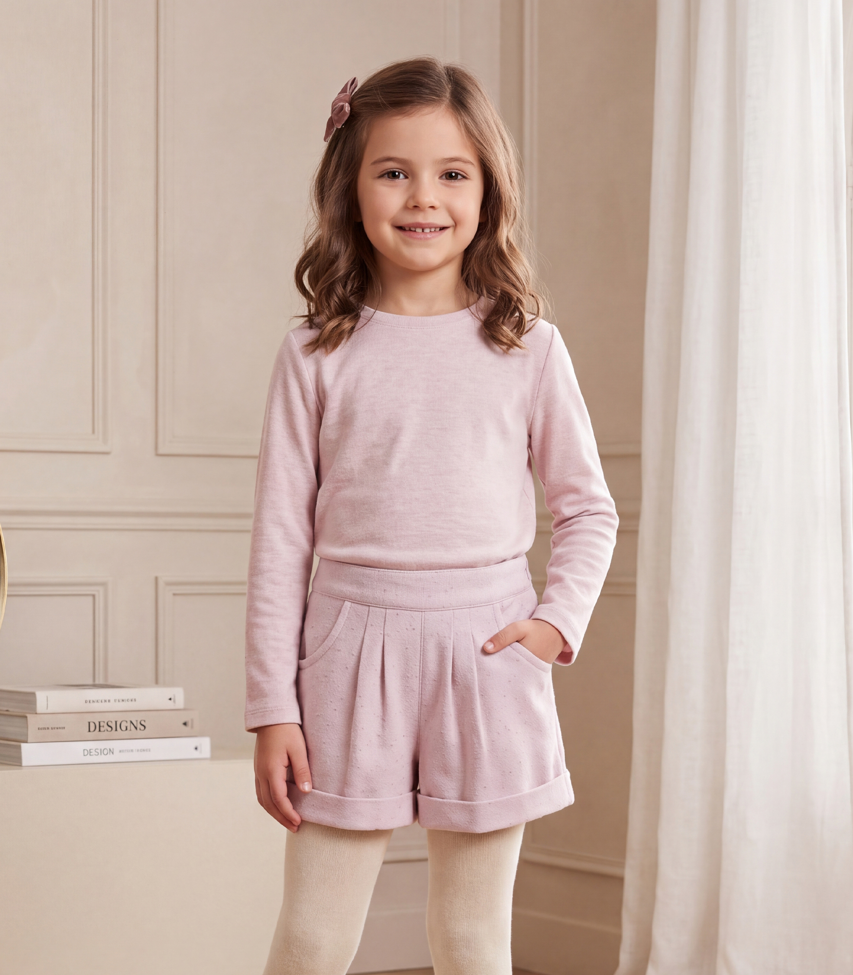 Jules & Juliette - Girl's Aurelie Shorts With Side Zipper - Pastel Pink