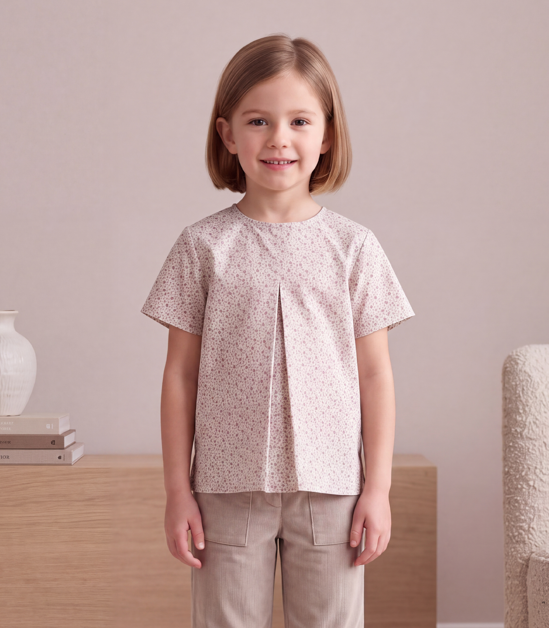 Jules & Juliette - Girl's Blandine Flowery Cotton Blouse - Rosewood Pink
