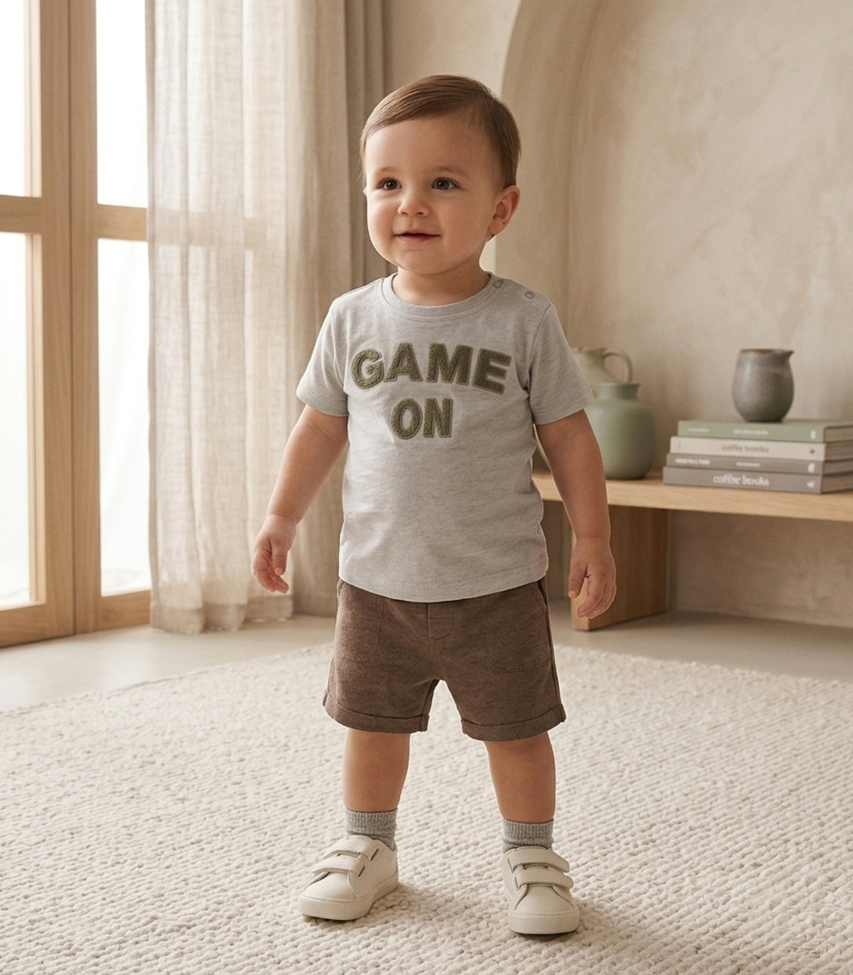 Jules & Juliette - Bob Baby Boy Shorts - Camel Chiné