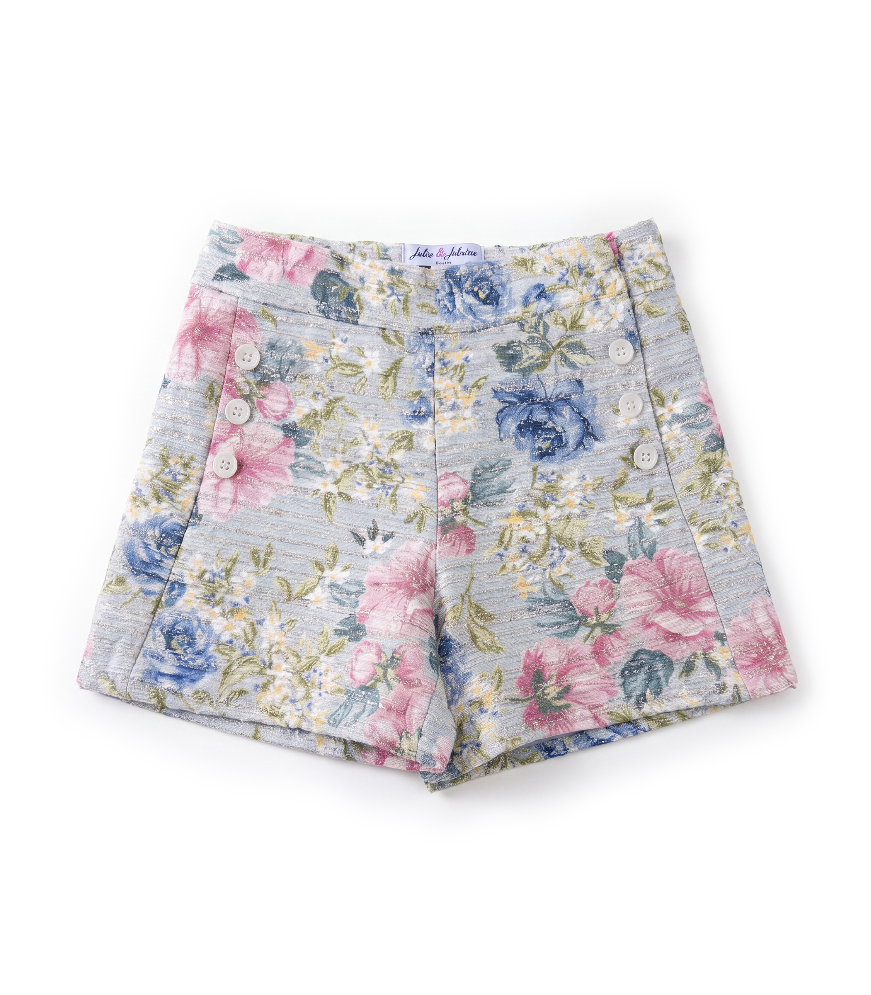Jules & Juliette - Girl's Caissy Floral Shorts - Green/Pink