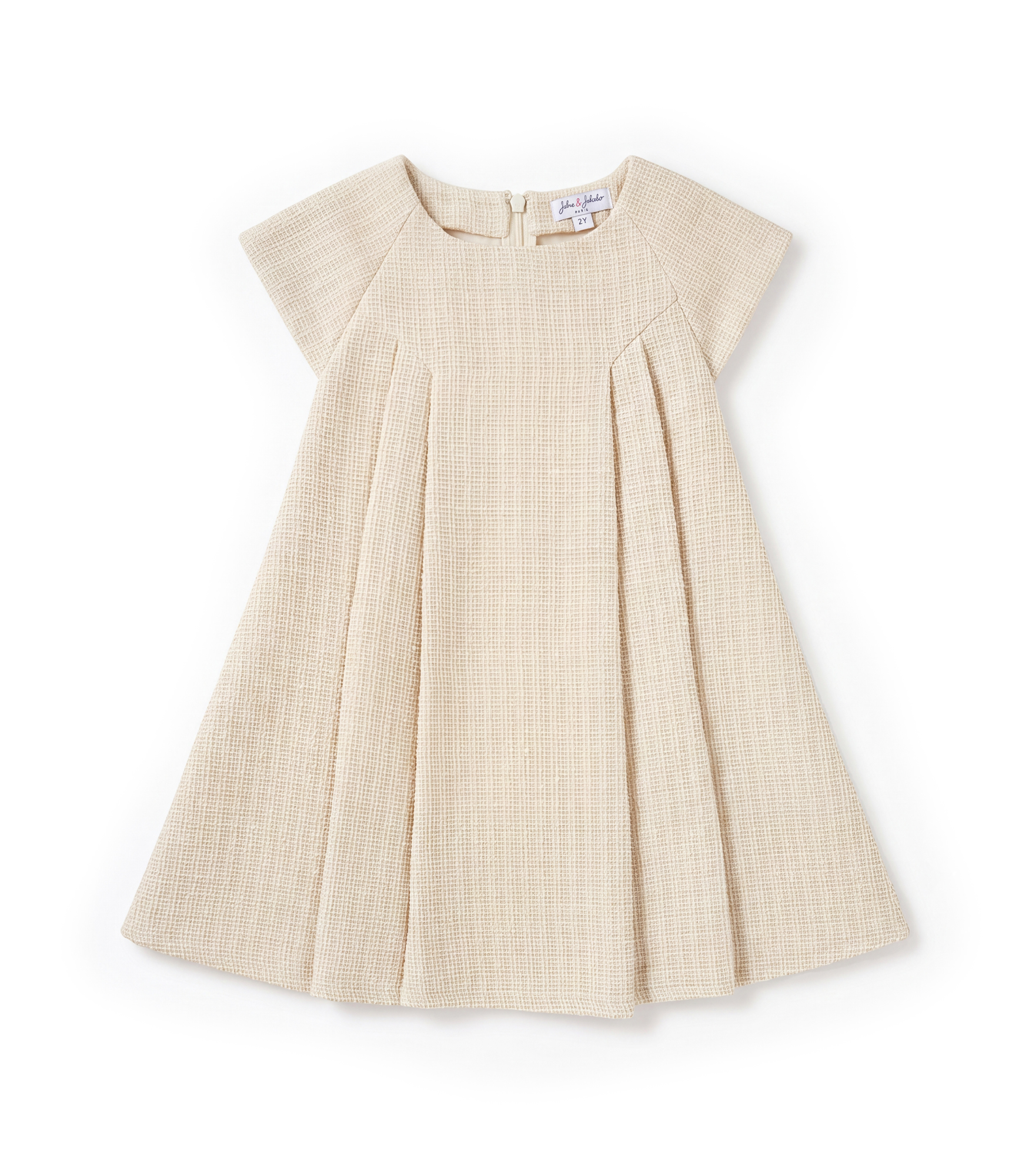 Jules & Juliette - Baby Girl's Rose Tweed Cap Sleeves Dress - Light Beige