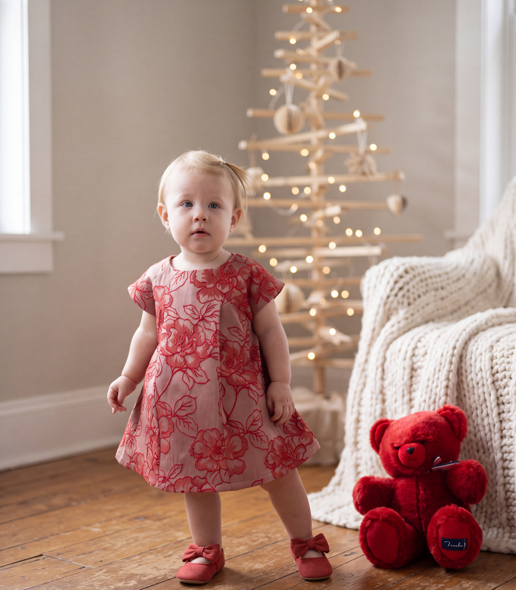 Jules & Juliette - Baby Boy's Rose Flower Jacquard Dress - Red
