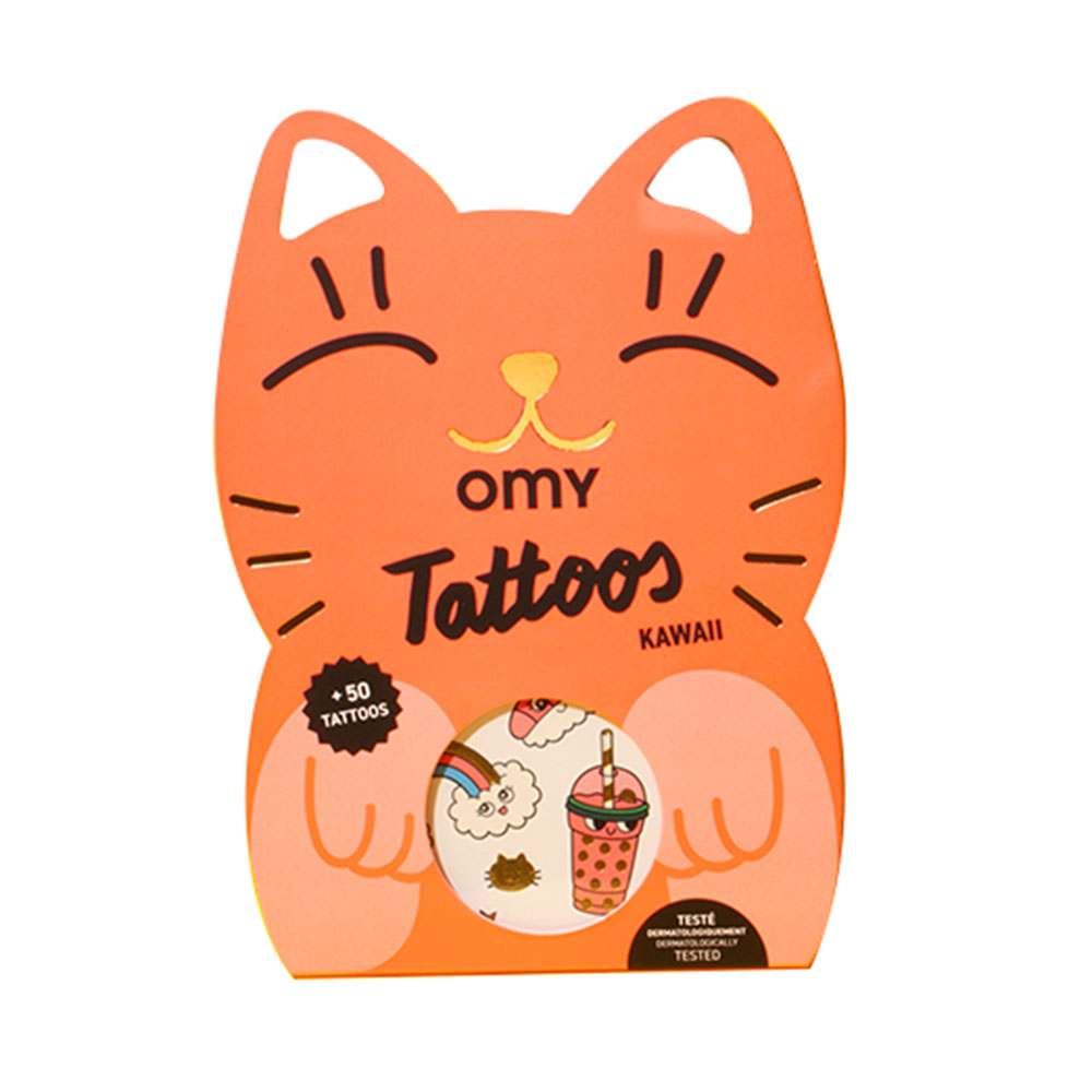 Omy - Kawaii Temporary Tattoos - Orange - 50pcs