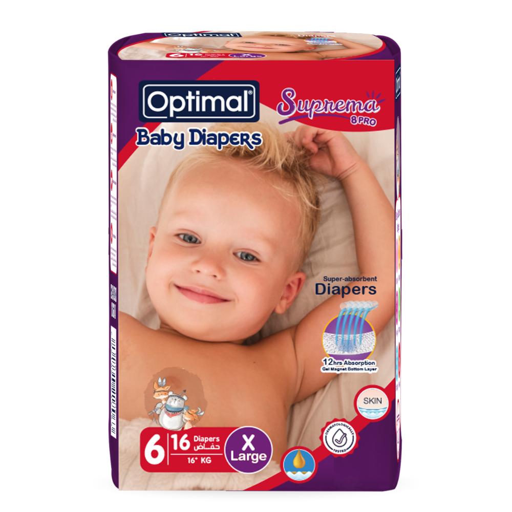 Optimal - Baby Diaper - X-Large - 16+ Kg - Size 6 - 16pcs