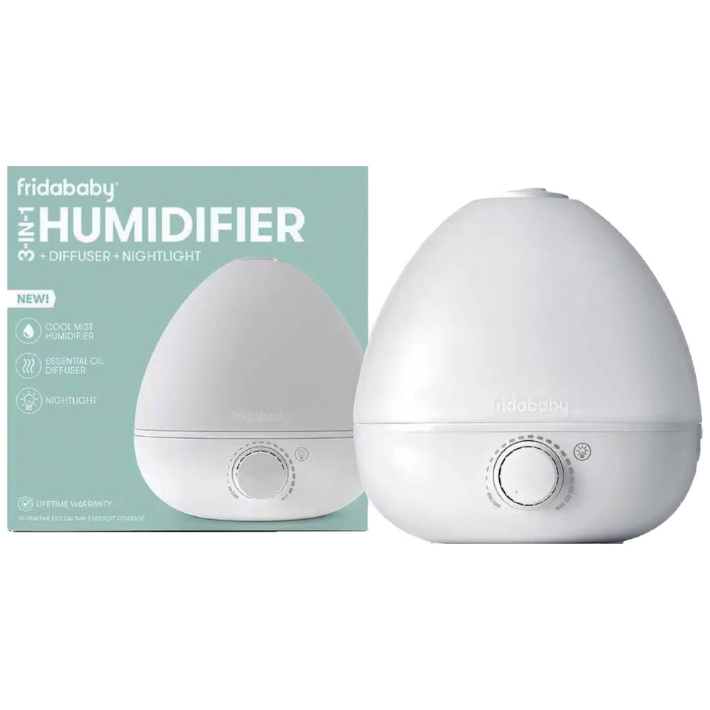 Fridababy BreatheFrida 3-in-1 Humidifier – Cool Mist + Diffuser + Night Light – Auto Shut-Off, Whisper Quiet – Nursery Sleep Support for 0 Month & above