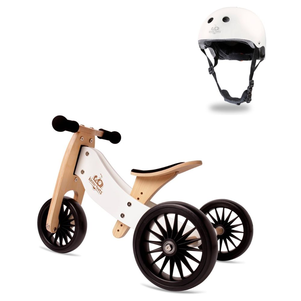 Kinderfeets - 2-in-1 Tiny Tot Plus Tricycle & Bike With Helmet - Matte White