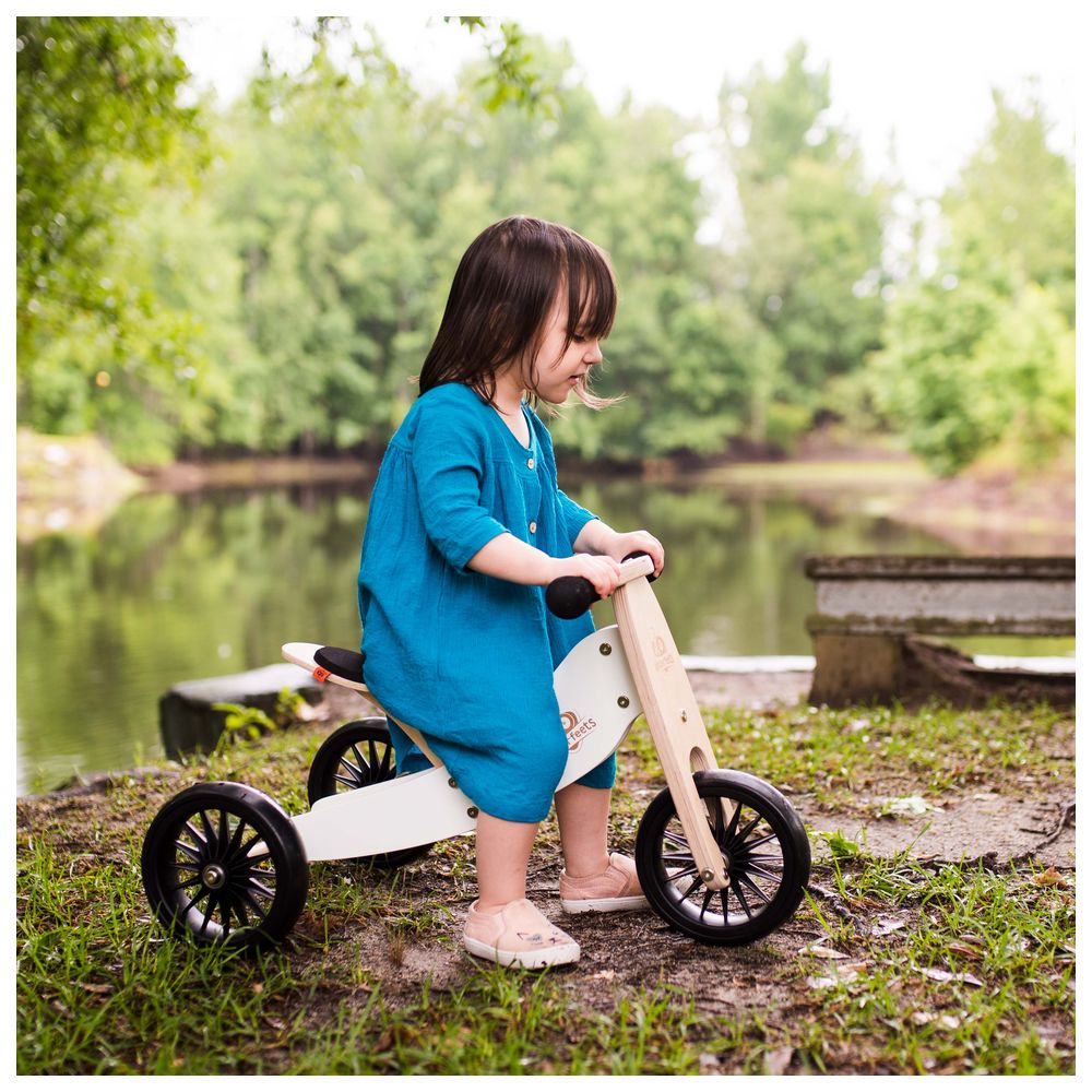 Kinderfeets - 2-in-1 Tiny Tot Plus Tricycle & Bike With Helmet - Matte White