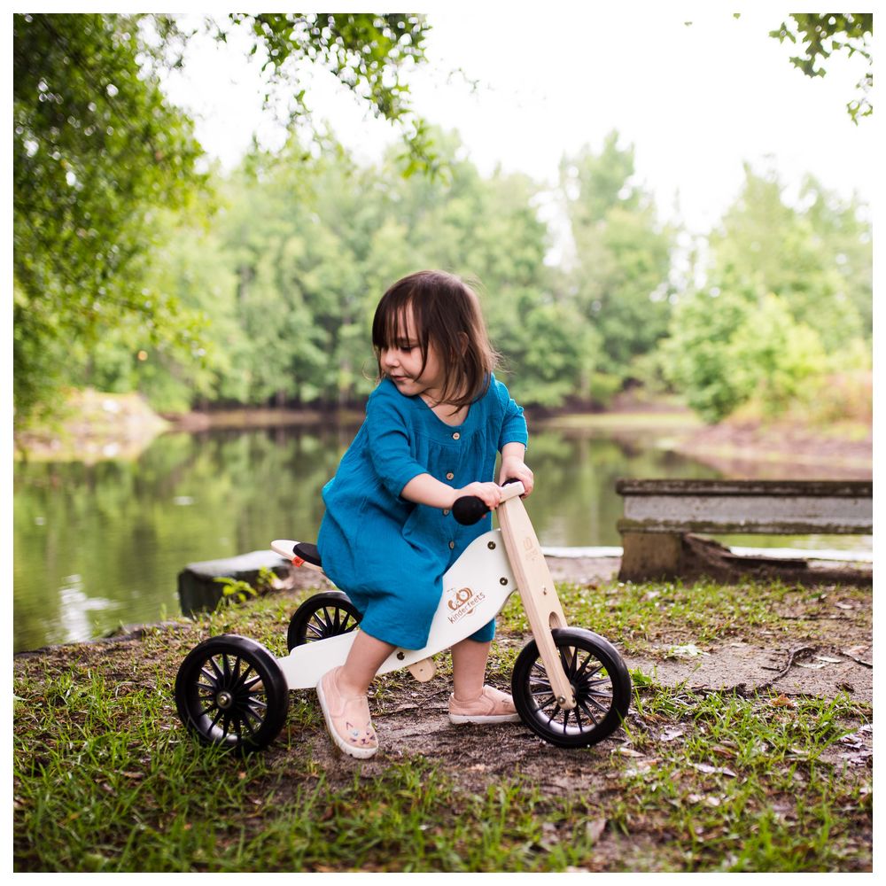 Kinderfeets - 2-in-1 Tiny Tot Plus Tricycle & Bike With Helmet - Matte White