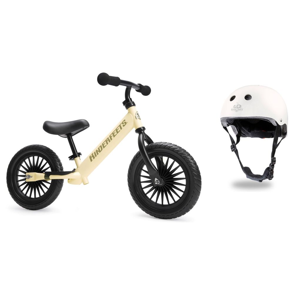 Kinderfeets - Helmet - Matte White With Metal Trail Balance Bike - Cream