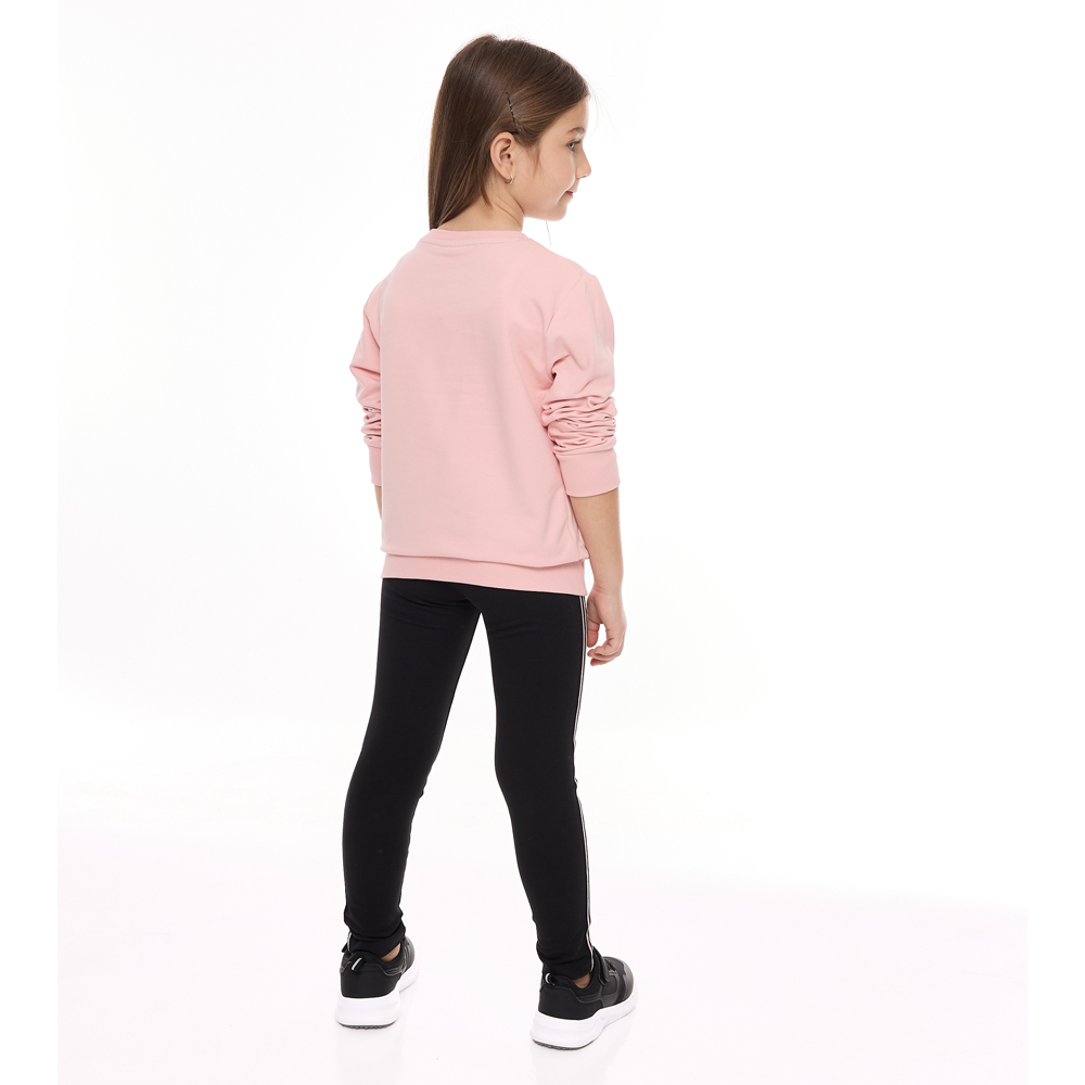 Victor And Jane - 2pc-Set - Girl's Good Vibes Printed Sweat Top & Leggings - Pink/Black