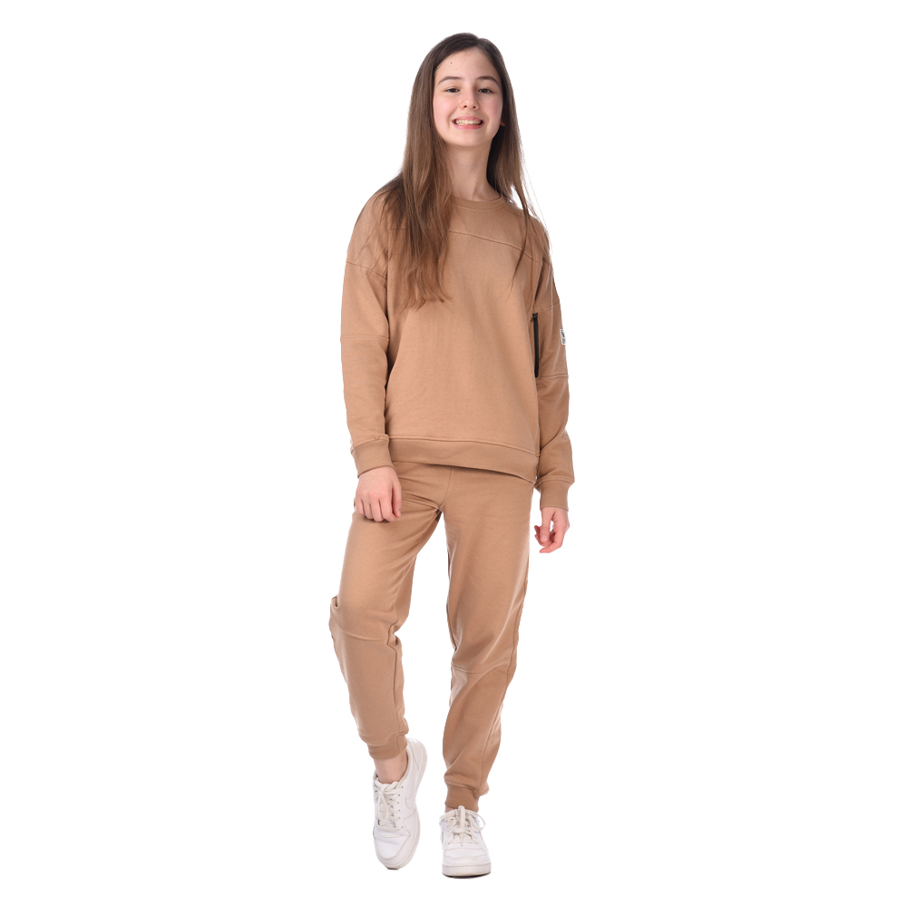 Victor And Jane - 2pc-Set - Girl's Co-Ords Long Sleeves Sweat Top & Pants - Brown