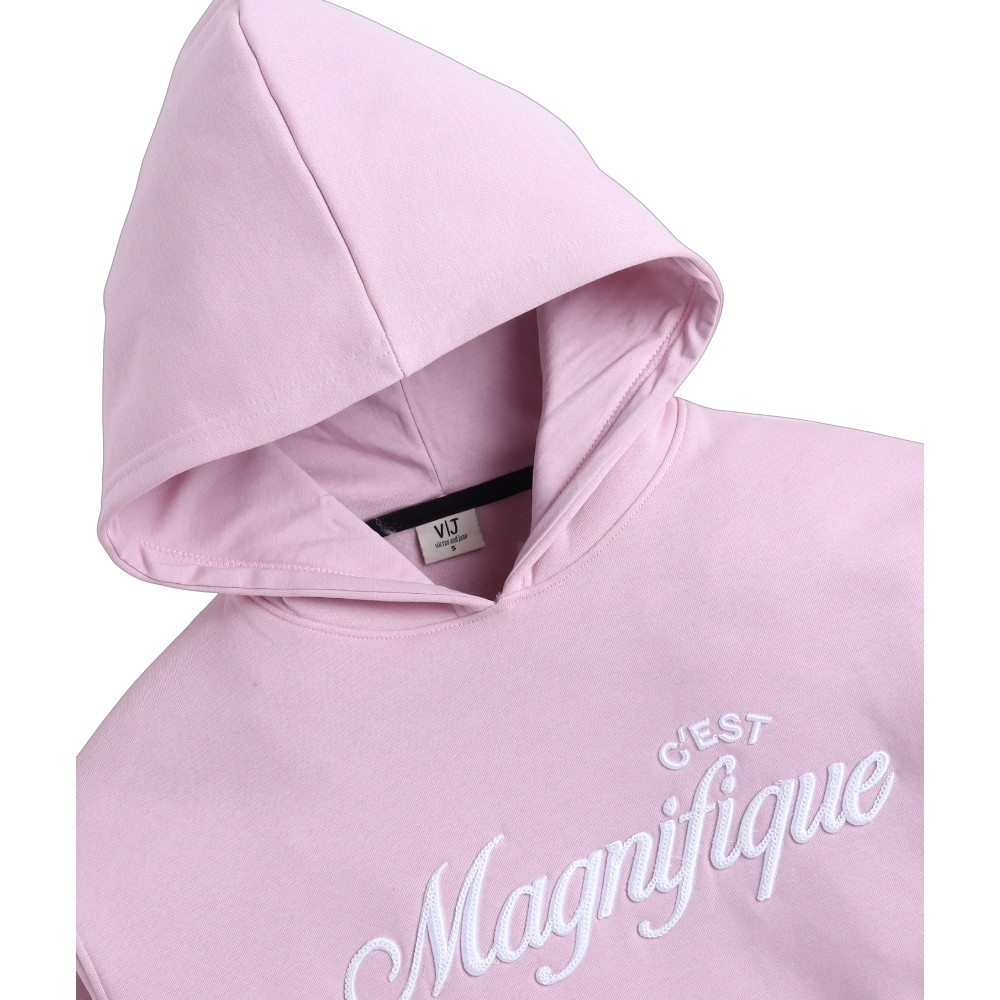 Victor and Jane - C'est Magnifique Girls Hoodie - Blush Pink