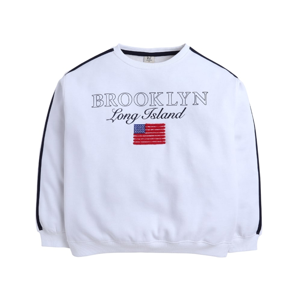 Victor and Jane - Brooklyn Graphic Girls Sweatshirt - Off-White