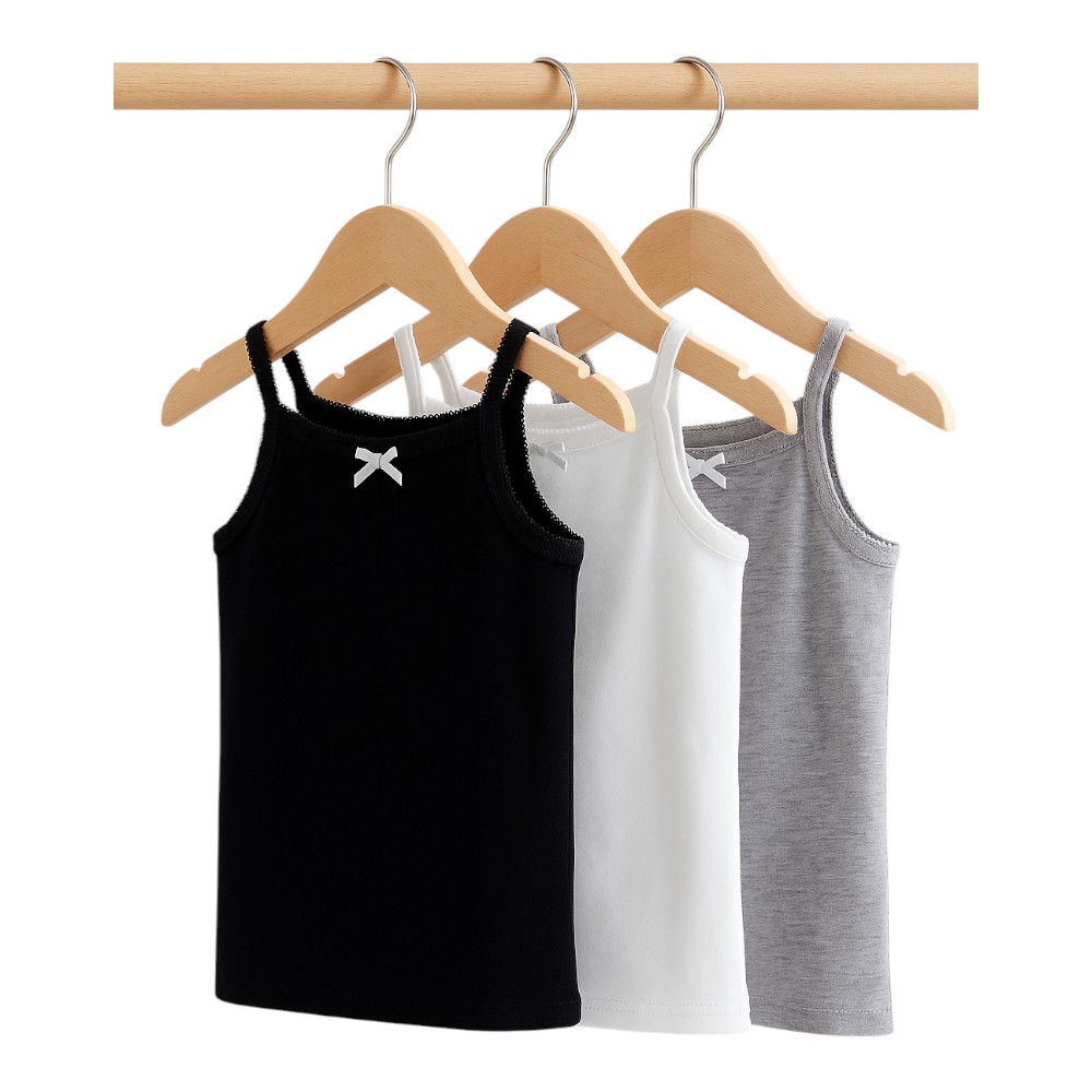 Victor and Jane Girls Ribbed Stretch Cami Vest - Multicolor - 3 Pcs