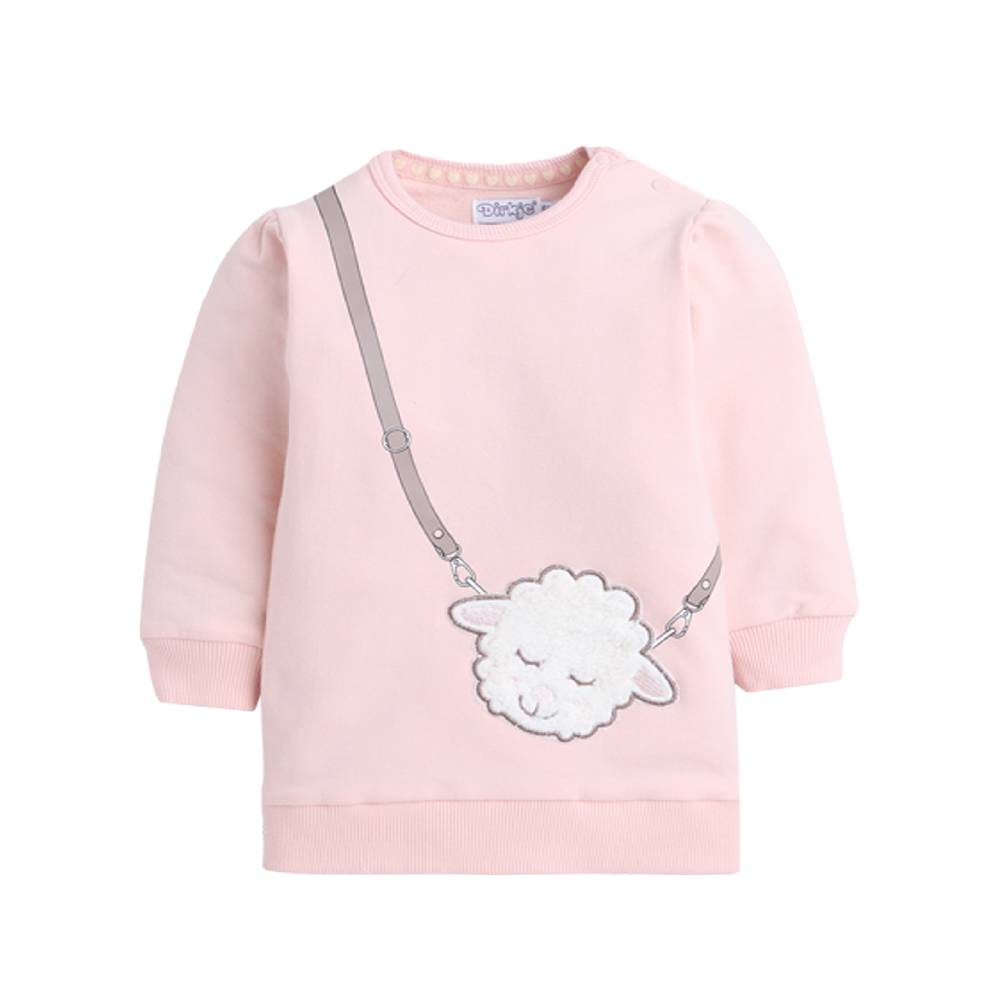 Dirkje - 2pc-Set - Girl's 3D Sheep Appliqued Sweatshirt & Leggings - Peach/Beige