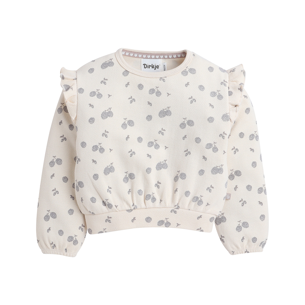 Dirkje - 3pc-Set - Baby Girl's Fruit Motifs Printed Sweatshirt, Joggers & Headband - Beige