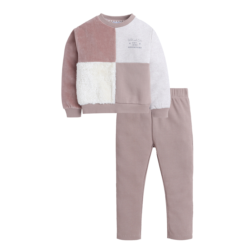 Dirkje - 2pc-Set - Baby Boy's Adventure Panel Colorblock Sweatshirt & Joggers - Off-White/Beige