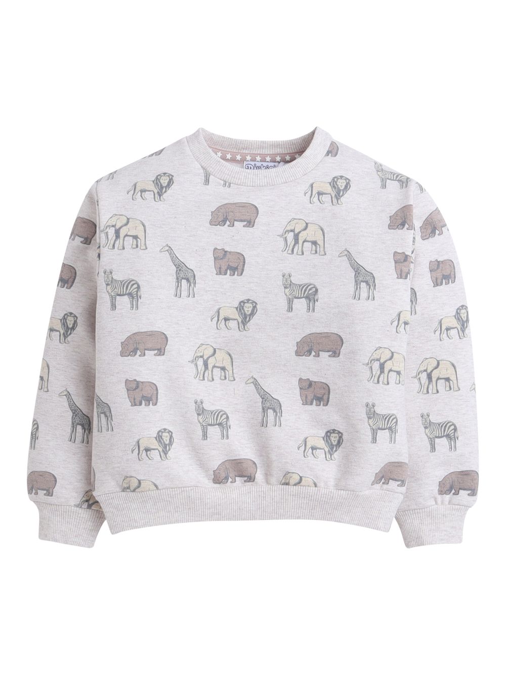 Dirkje - 2pc-Set - Boy's Safari Printed Fleece Sweatshirt & Joggers - Sand/Heather Grey