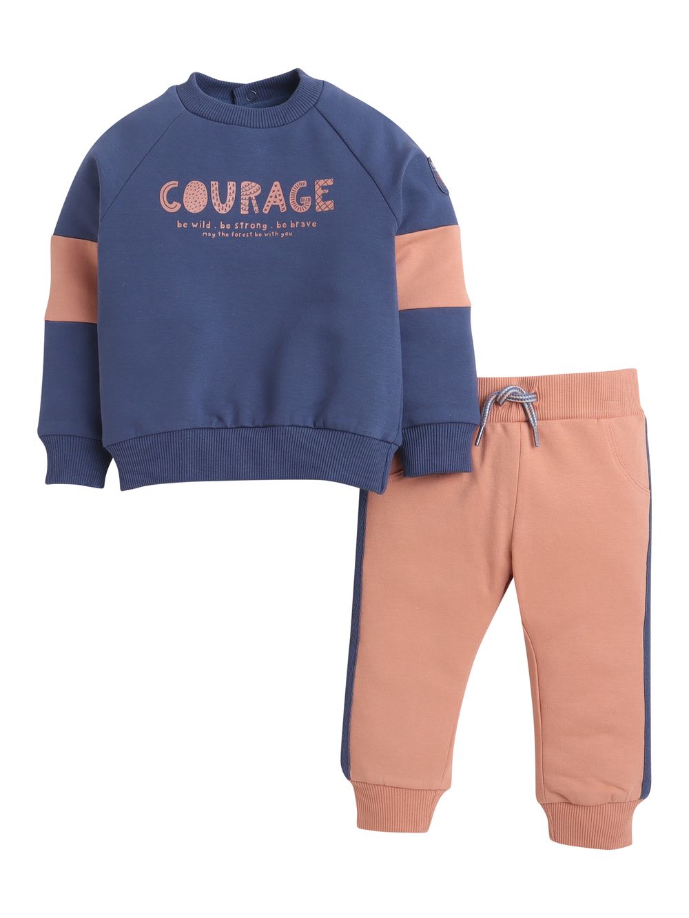 Dirkje - 2pc-Set - Boy's Courage Printed Sweatshirt & Joggers - Navy/Rust
