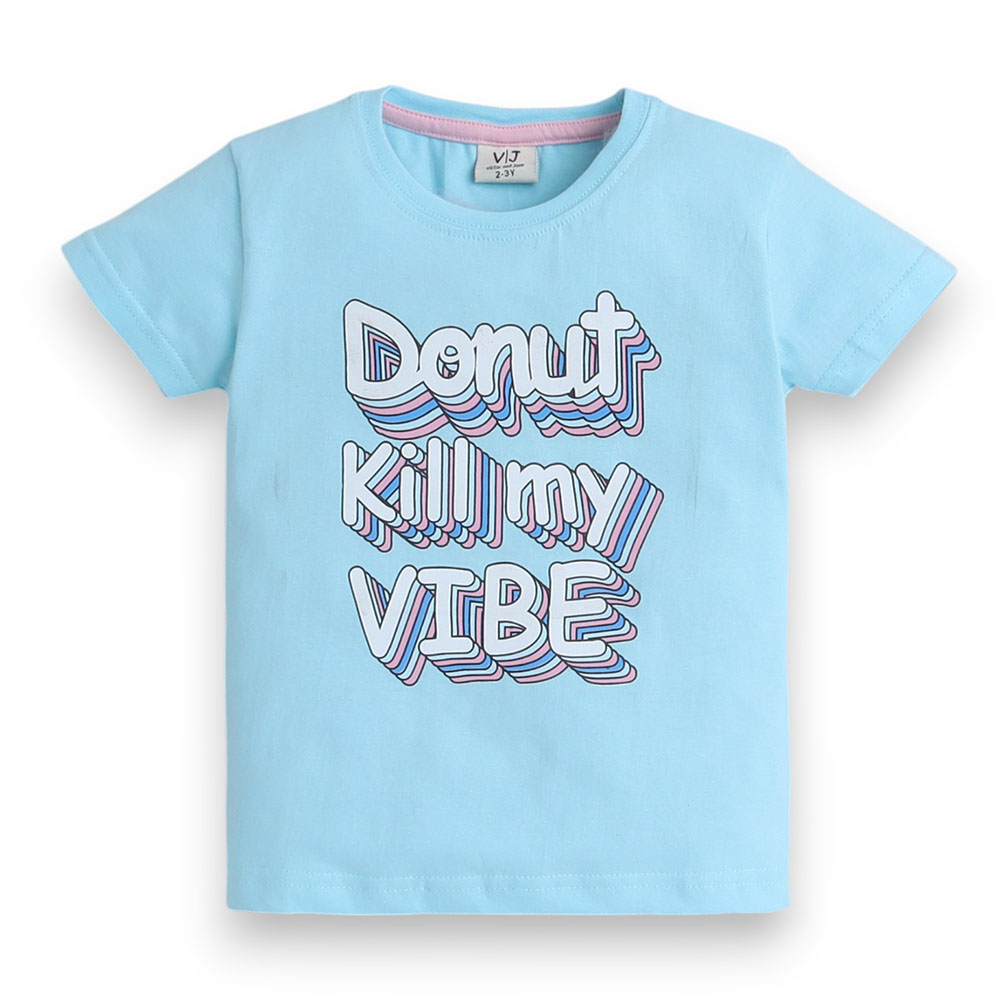 Victor and Jane Girl's Printed T-Shirt and Shorts Blue/Pink - 2 Pcs