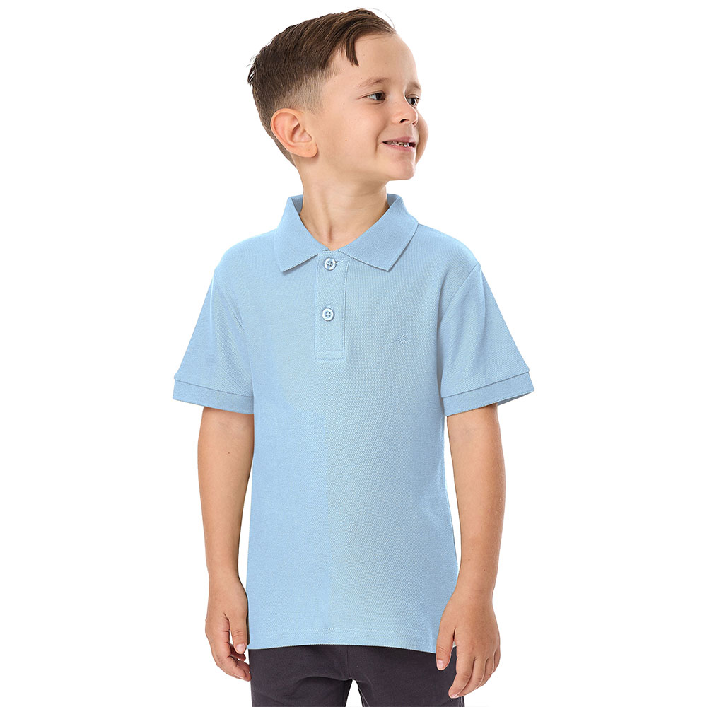 Victor and Jane Boy's Short Sleeves Polo T-Shirt Powder - Blue