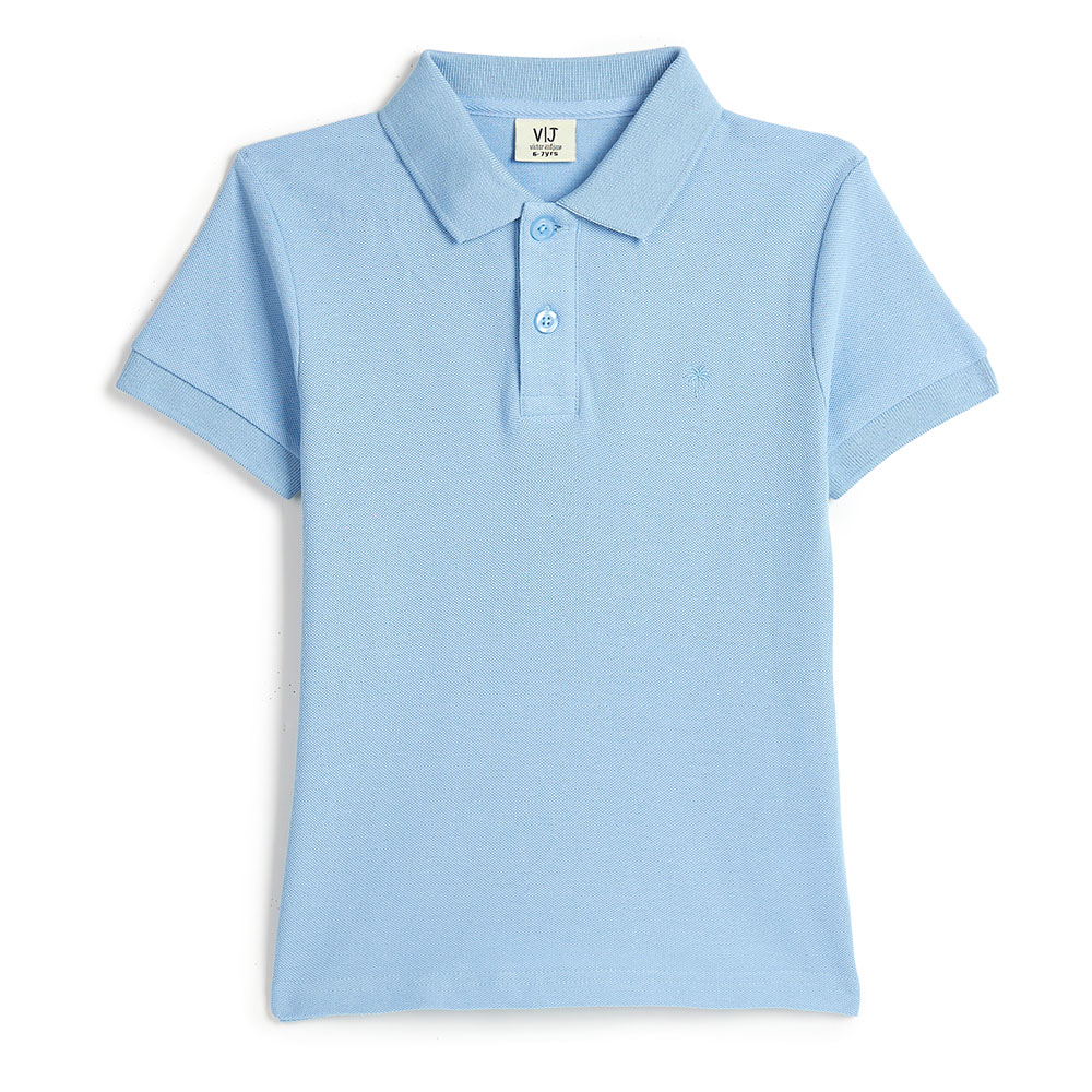 Victor and Jane Boy's Short Sleeves Polo T-Shirt Powder - Blue