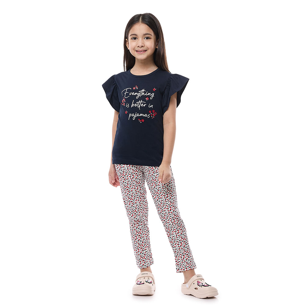 Victor and Jane Girls' Top and Pyjama Blue/Multicolor - 2 Pcs