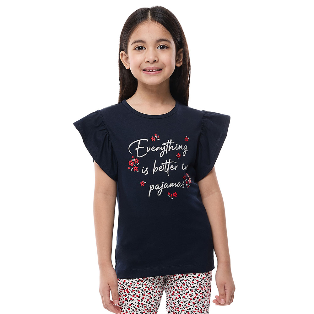 Victor and Jane Girls' Top and Pyjama Blue/Multicolor - 2 Pcs