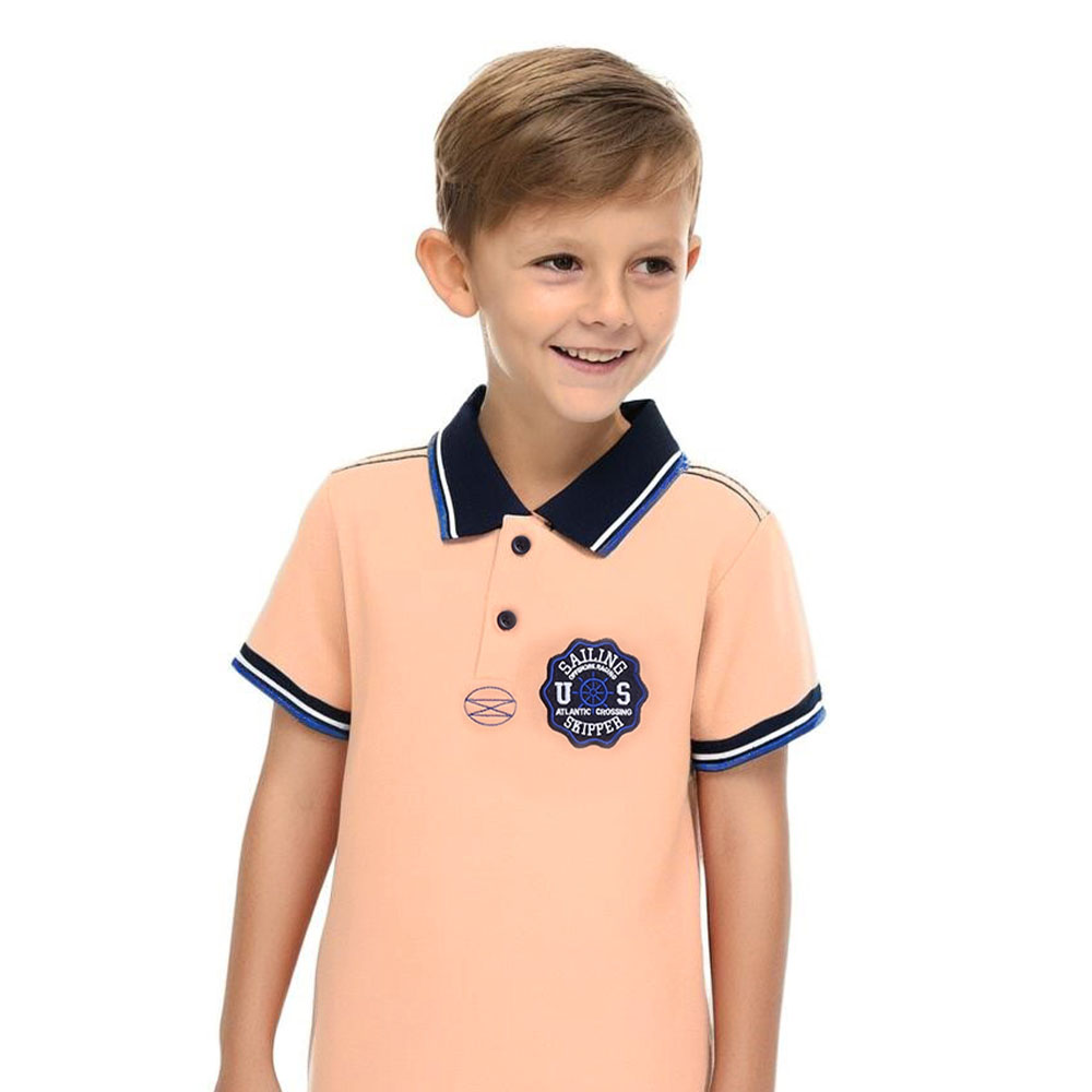 Victor and Jane Junior Boys' Polo T-Shirt with Embroidered Label Deep - Orange