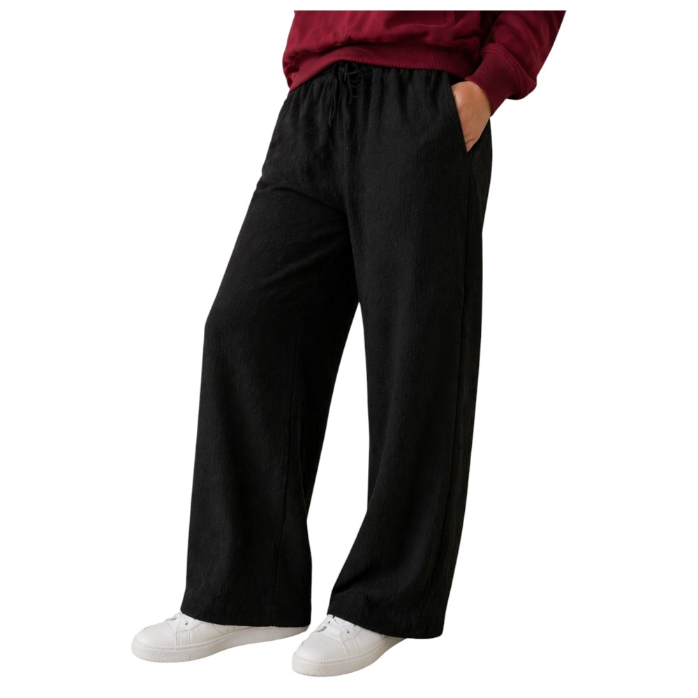 Victor and Jane - Womens Wide Leg High Waist Trousers - Black