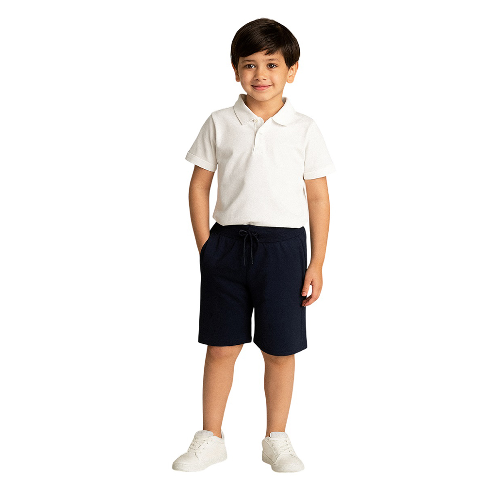 Victor and Jane Boys' French Terry Cotton Elasticated Shorts - Navy
