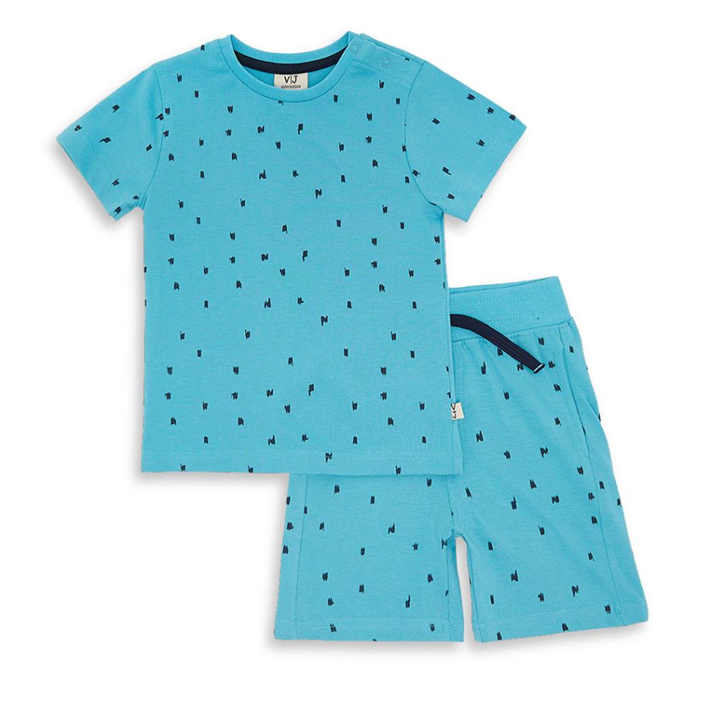 Victor And Jane - 2pc-Set - Baby Boy's All-Over Printed T-Shirt & Shorts - Blue