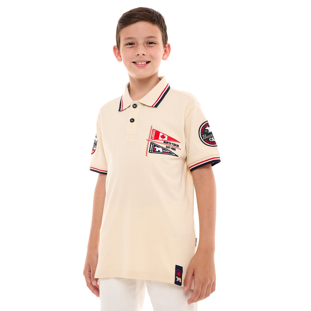 Victor and Jane Classic Style Polo Shirt for Boys - Cream