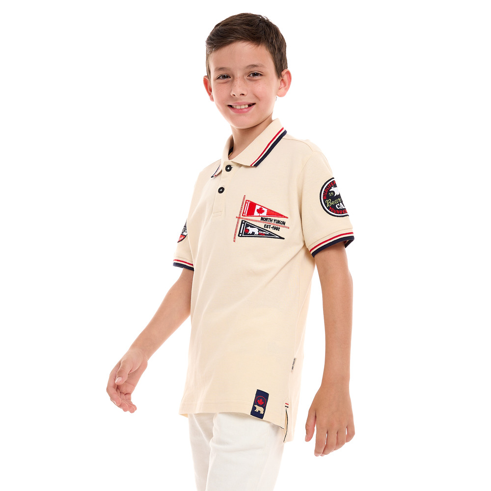 Victor and Jane Classic Style Polo Shirt for Boys - Cream