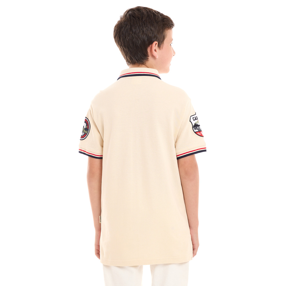 Victor and Jane Classic Style Polo Shirt for Boys - Cream