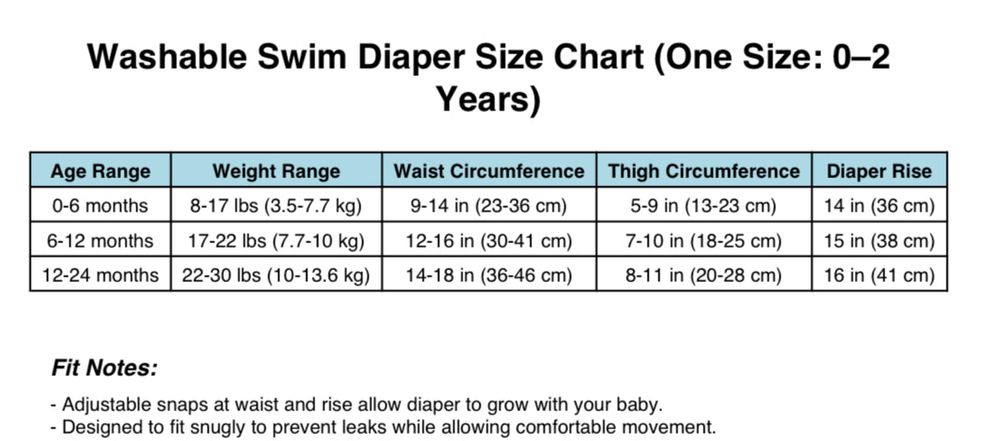 Swim Essentials Adjustable Size Washable Swimming Diaper