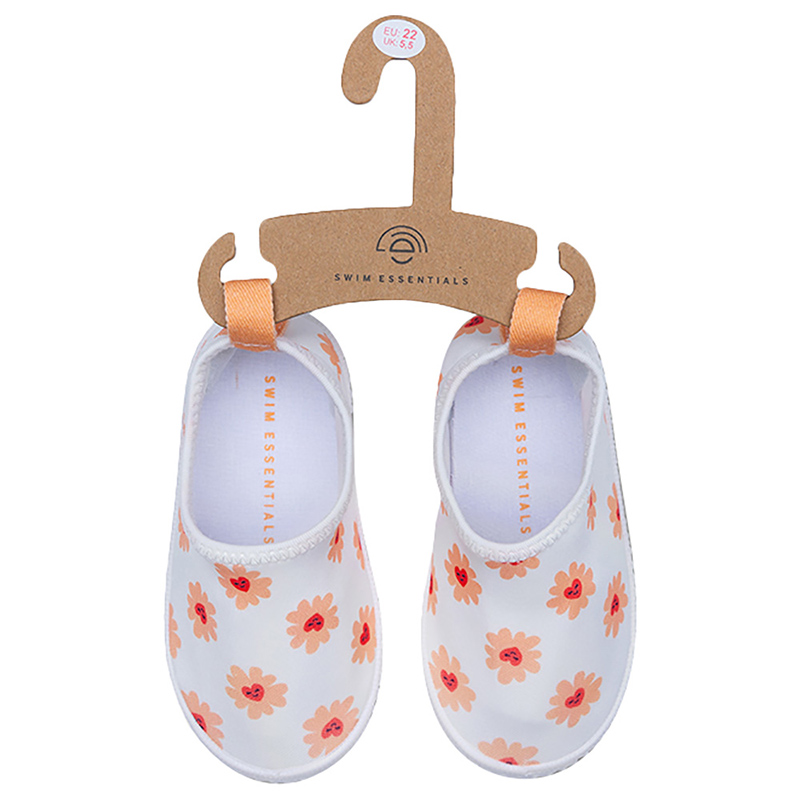 Swim Essentials Flower Hearts Lycra Anti-Slip Sole Watershoe - White