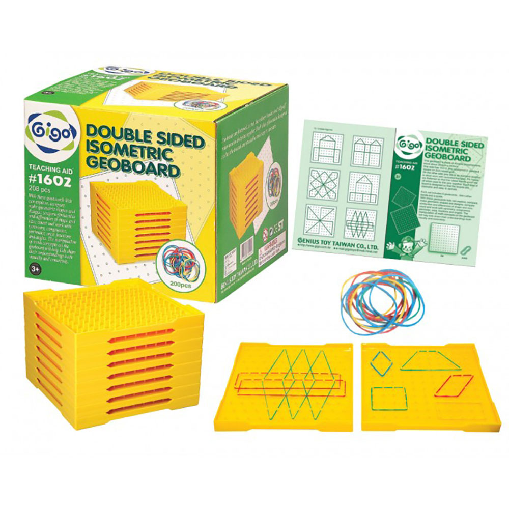 Gigo Toys - Double Sided Geoboard 5x5 - Set Of 8