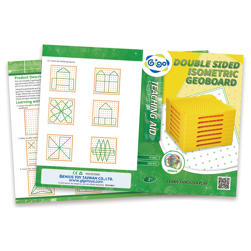 Gigo Toys - Double Sided Geoboard 5x5 - Set Of 8
